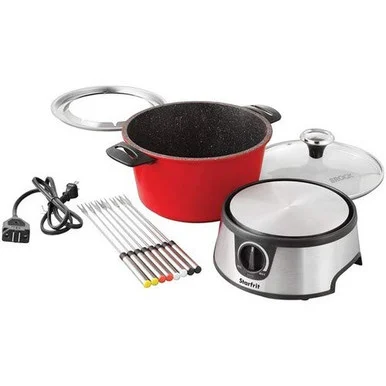 Starfrit 024704-002-0000 The Rock Electric Fondue Set, Red