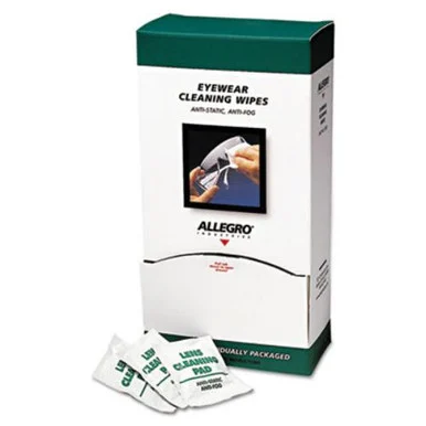 Allegro Industries 037-0350 Eyewear Cleaning Wipes, 5 In X 8", White, 100/box
