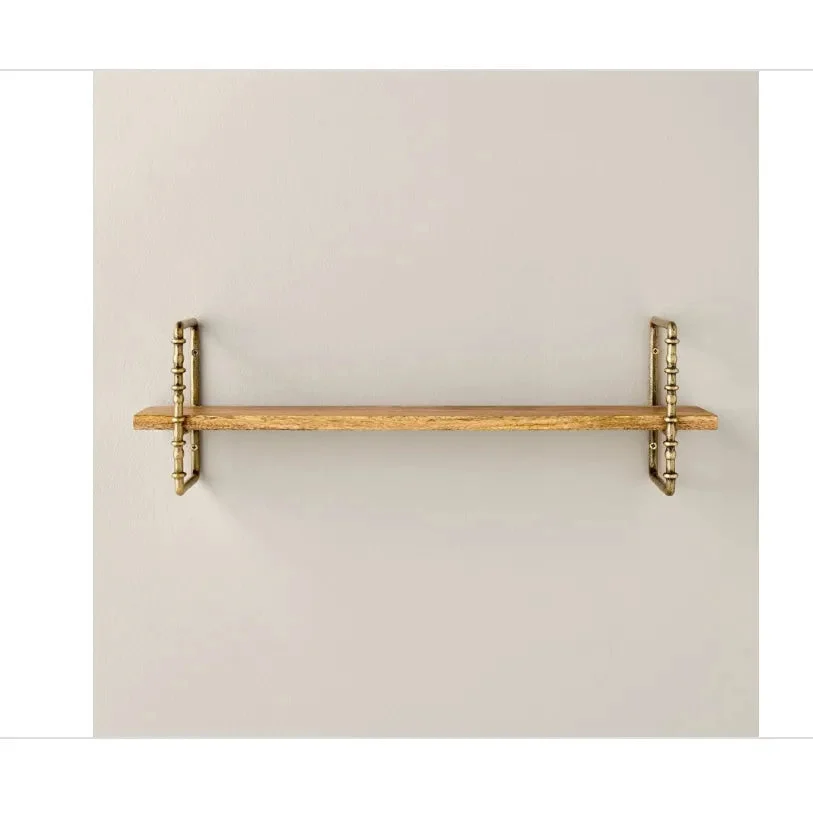 Hearth & Hand With Magnolia Twisted Brass and Wood Singular Wall Shelf