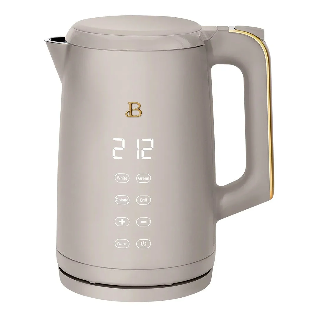 Beautiful 1.7-Liter Electric Kettle 1500 W with One-Touch Activation by Drew Barrymore - Porcini Taupe