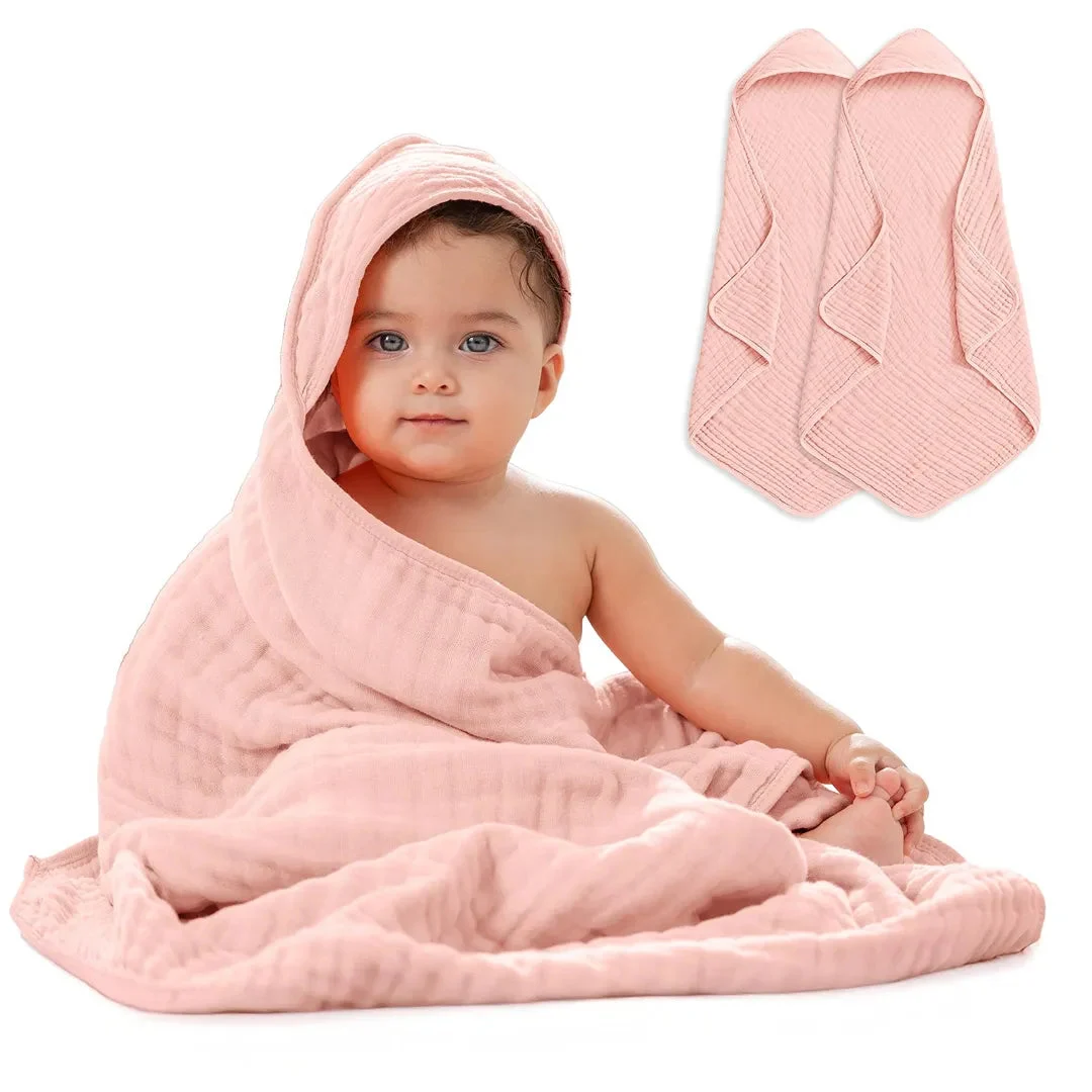Comfy Cubs Hooded Muslin Cotton Towel for Kids - Large 32” x 32”