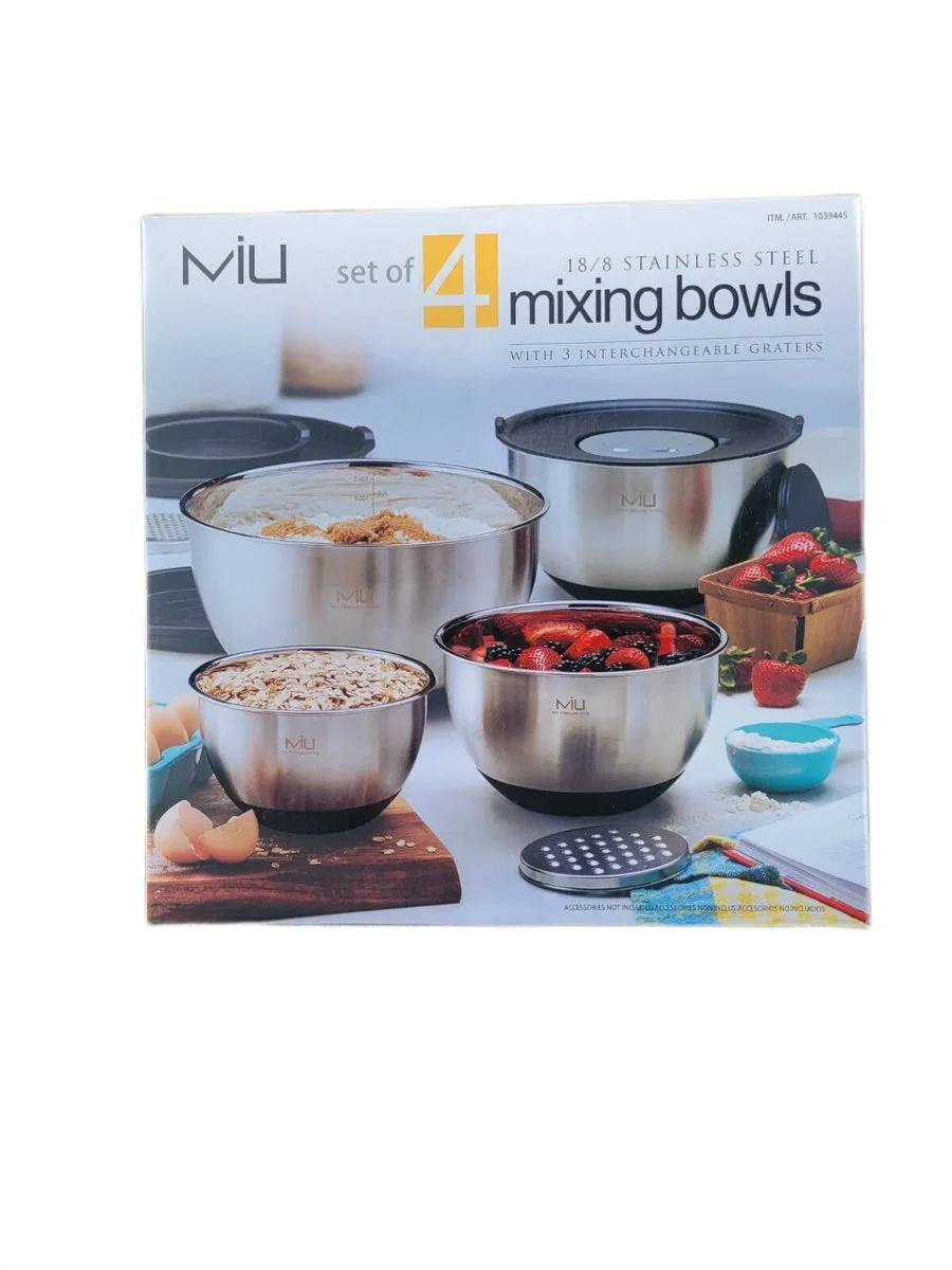 MIU France Stainless Steel Mixing Bowl Set with Graters - 8-Piece Set