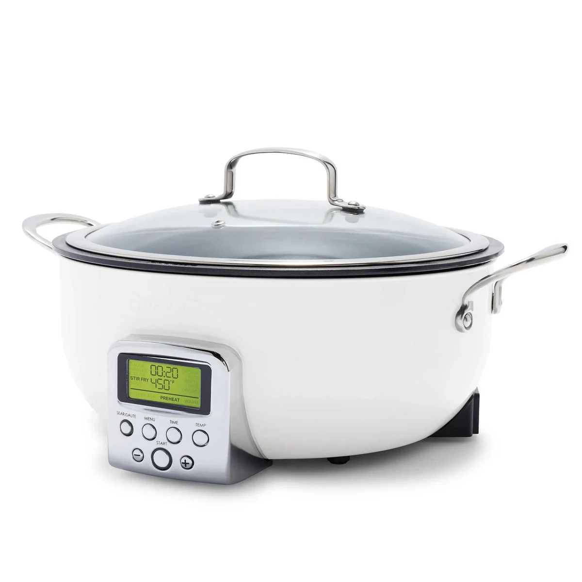 GreenPan 6qt Nonstick Slow Cooker & Smart Skillet - Cloud Cream