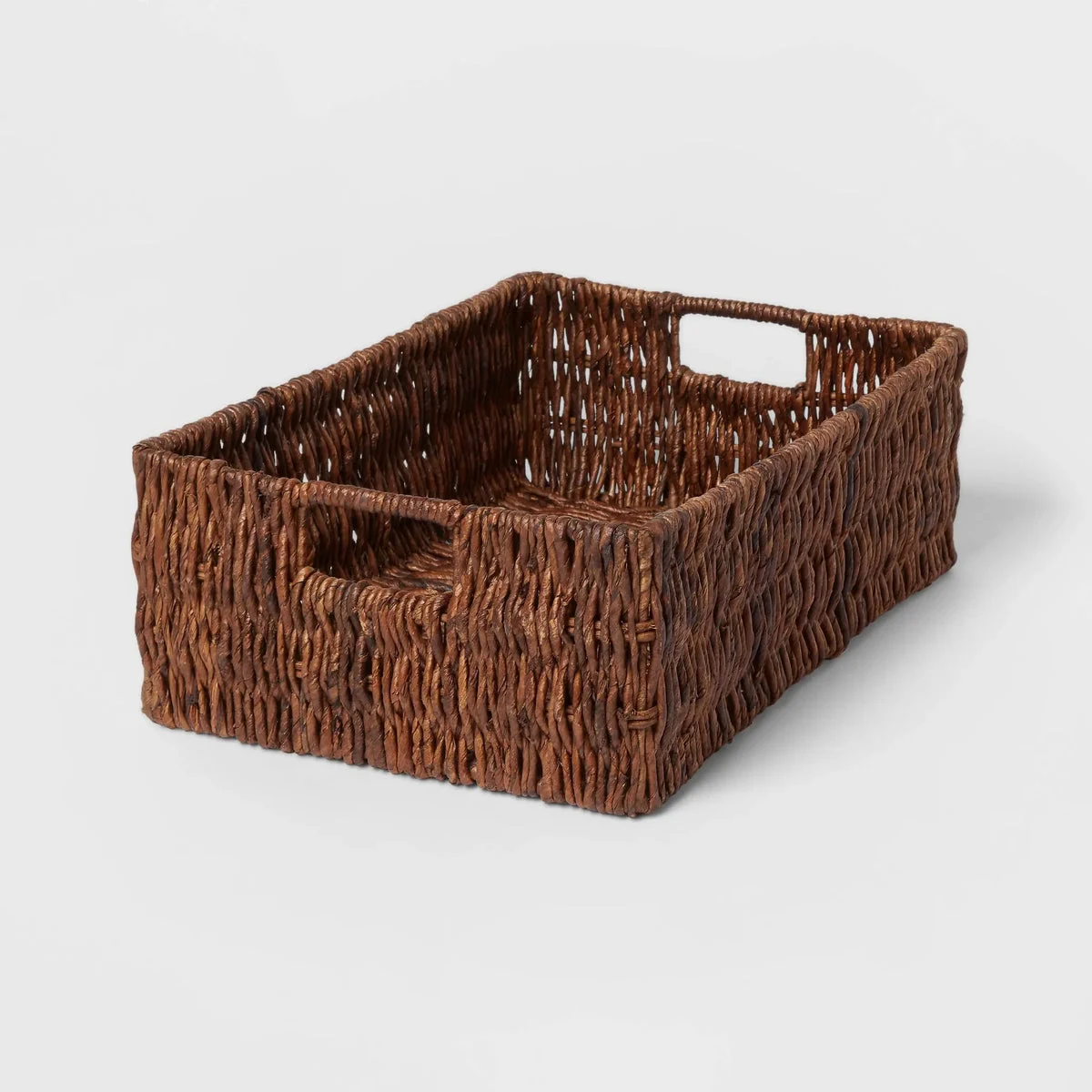 Brightroom Woven Banana Bark Folio Bin: Rectangle Storage Basket, Brown, Renewable Resource, 17.12
