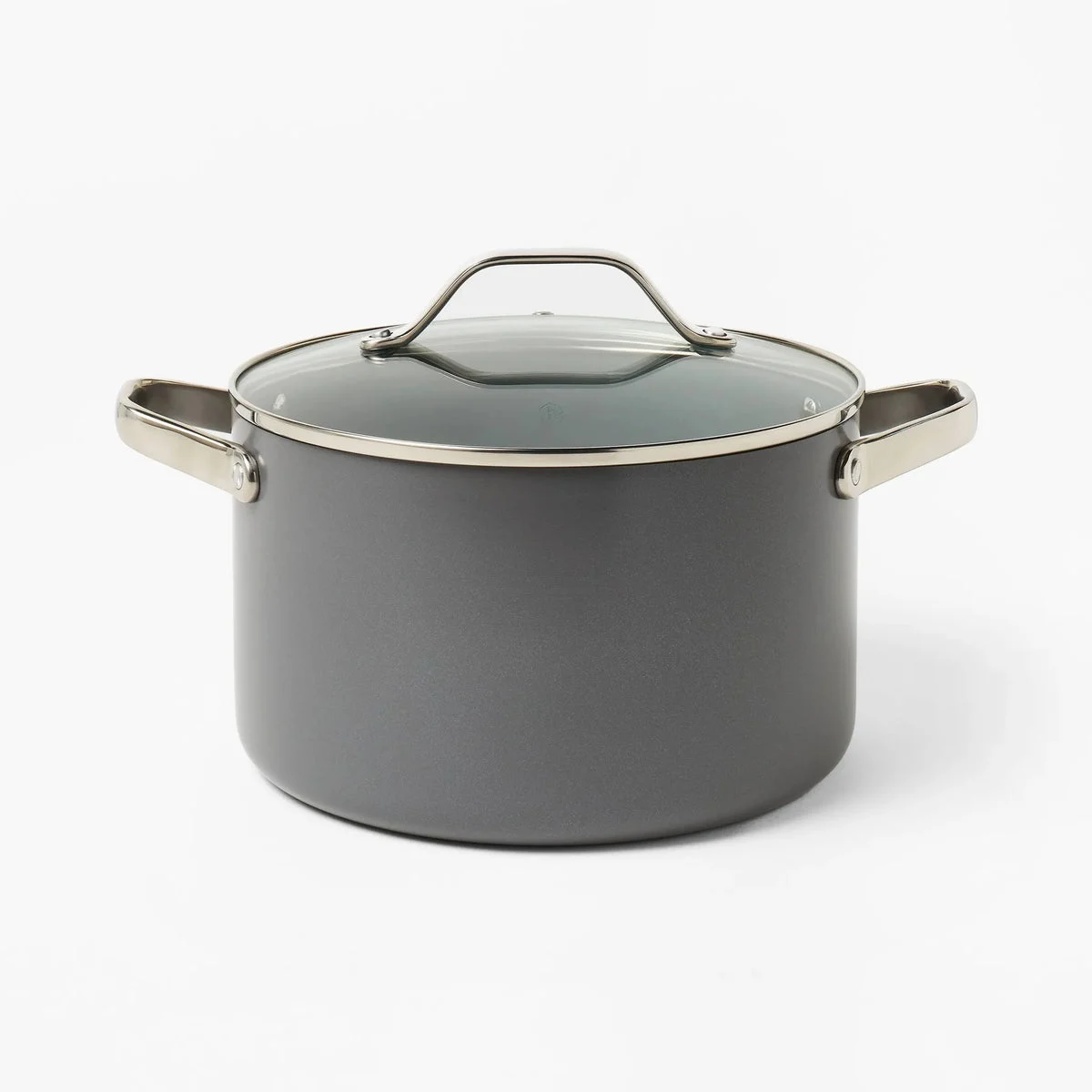 Figmint 6qt Nonstick Ceramic Coated Aluminum Stock Pot - Dark Gray