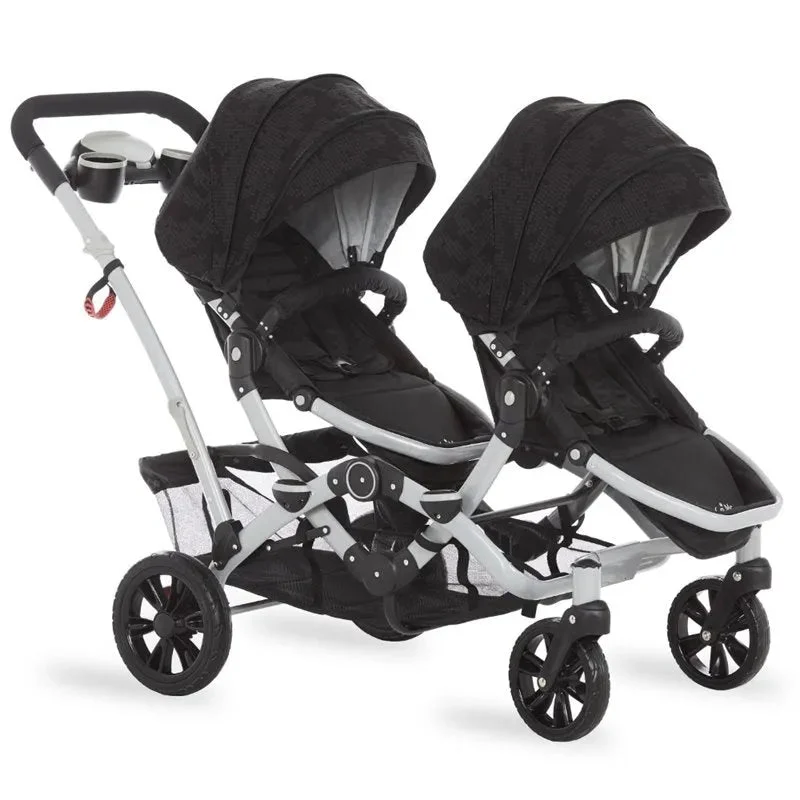 Dream On Me Track Tandem Double Umbrella Stroller - Black