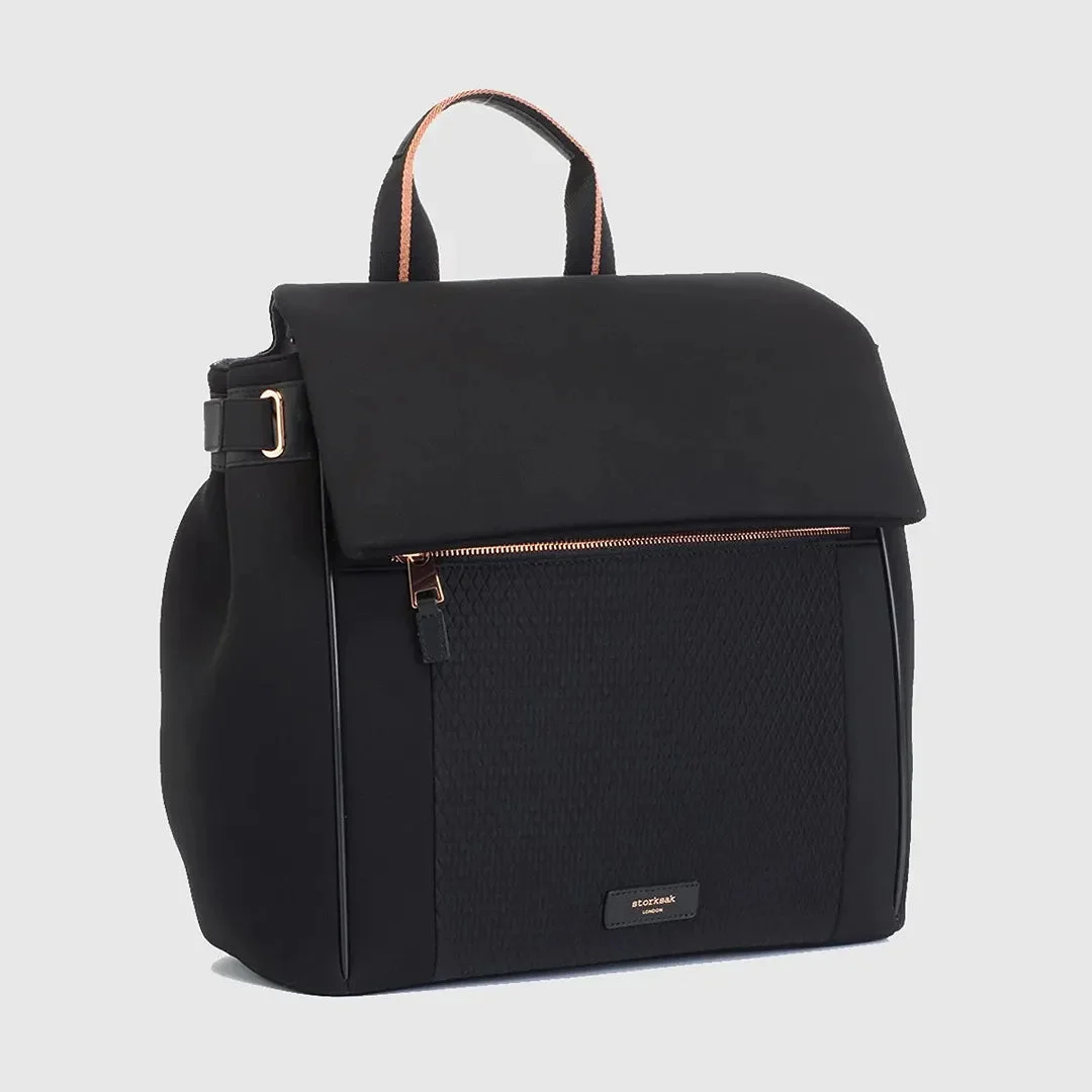 Storksak St James Scuba Diaper Bag - Black & Rose Gold