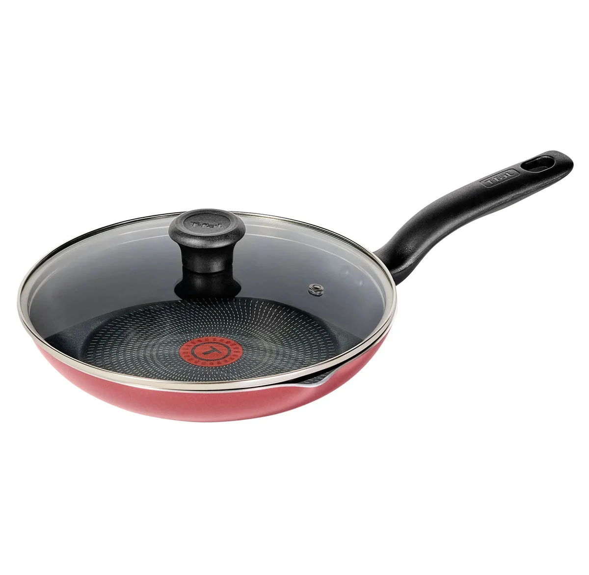 T-Fal Nonstick Fry Pan with Lid - Red