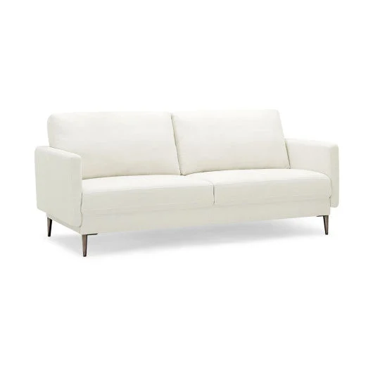 COSTWAY Modern Loveseat With Comfy Backrest Cushions-White