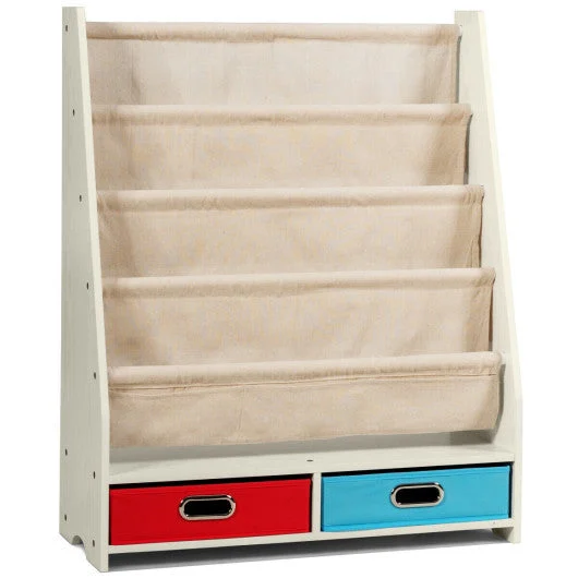 COSTWAY Kids Book and Toys Organizer Shelves-Beige