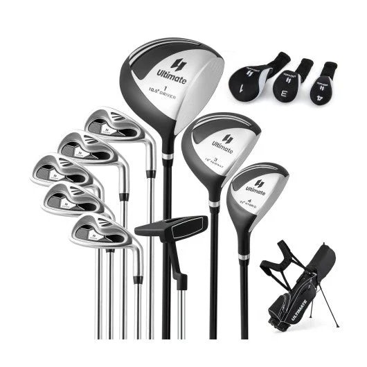 COSTWAY Men's Profile Complete Golf Club Package Set Includes 10 Pieces-Black