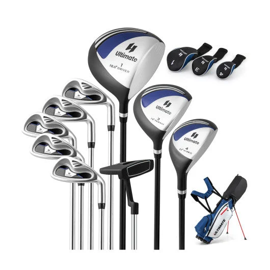 COSTWAY Men's Profile Complete Golf Club Package Set Includes 10 Pieces-Blue