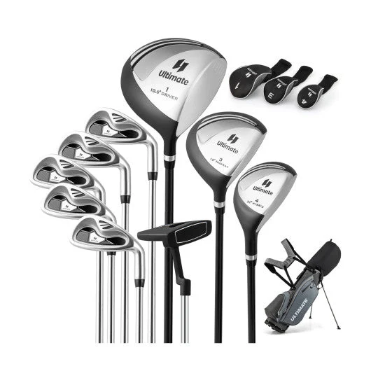 COSTWAY Men's Profile Complete Golf Club Package Set Includes 10 Pieces-Gray