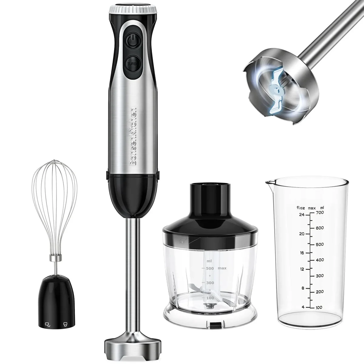 Bonsenkitchen Immersion Hand Blender - Stainless Steel