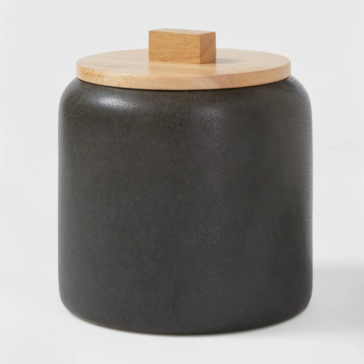 Threshold designed w/Studio McGee Medium Stoneware Tilley Food Storage Canister with Wood Lid - Black