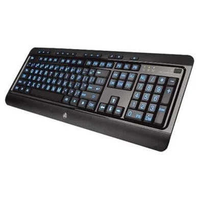 Azio Large Print 3 Color Backlit Keyboard - Cable - Black - Usb - 104 Key - Computer - Email, Home, Favourites, Play/pause, Previous Track, Next Track, Stop, Volume Up, Mute, Media Player, My (126168)