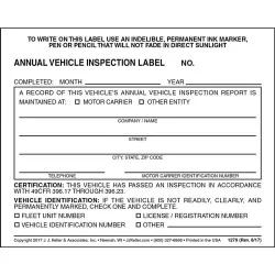 The Main Resource 1279 Annual Vehicle Inspection Vinyl Label W/ Mylar Laminate