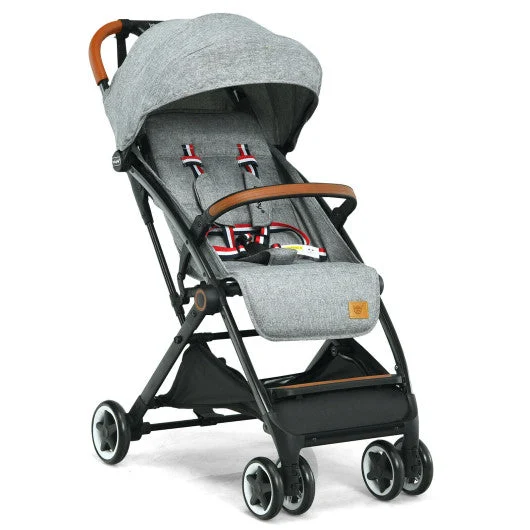 COSTWAY Lightweight Aluminium Frame Baby Stroller With Net-Gray