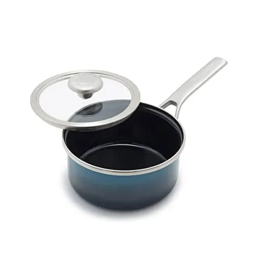 GreenPan Merten & Storck Steel Core Enameled 1.5-Quart Saucepan with Lid - Aegean Teal by Greenpan