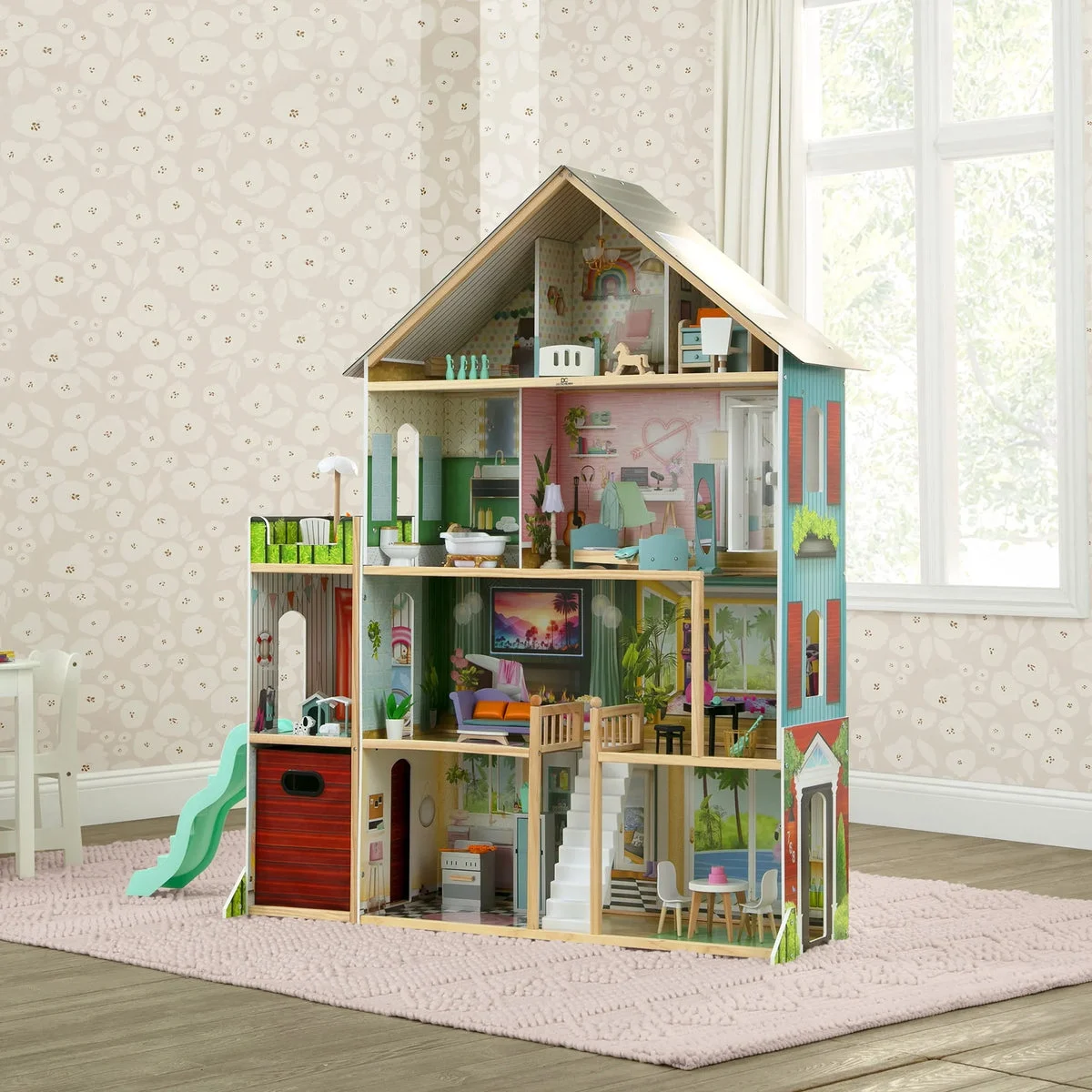 Delta Children Deluxe Maui Dollhouse Large Wooden 4-Story Dollhouse