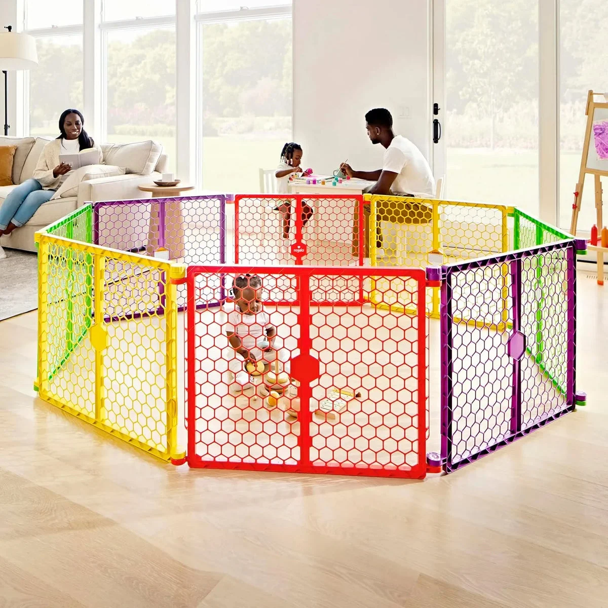 Regalo Super Wide Baby Gate & Playpen - Multicolor