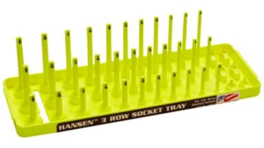 Hansen Global 14073 1/4" Fractional Sae 3-row Socket Tray, Hi-viz Yellow