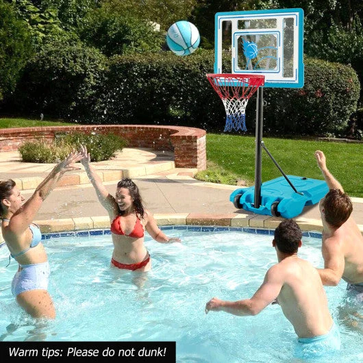COSTWAY Pool Basketball Hoop Adjustable 3.8-4.4 FT Portable Poolside Basketball Goal With Fillable Base