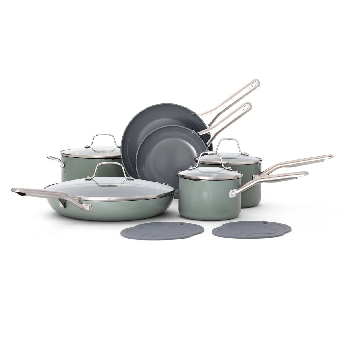 Calphalon 12pc Nonstick Ceramic Cookware Set - Silver
