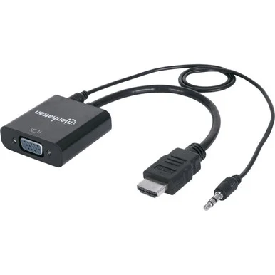 Manhattan Hdmi To Vga Converter - 1 X Db-15 Female Vga - 1 X Mini-phone Female Audio, 1 X Female Micro Usb - Nickel Plated (151559)