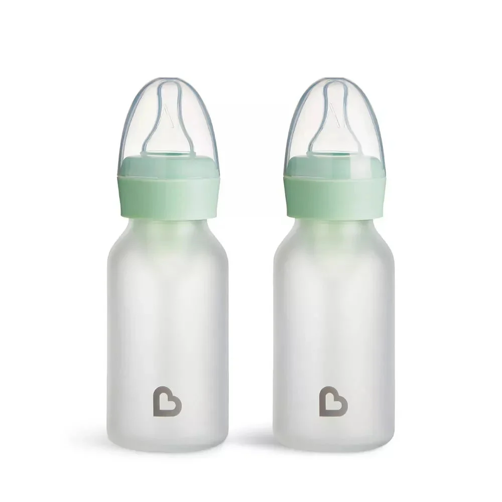 Munchkin Bond Silicone Coated Glass Baby Bottles - Mint - 4 fl oz/2pk: BPA-Free, Level 1 Slow Flow, 0.73 lbs