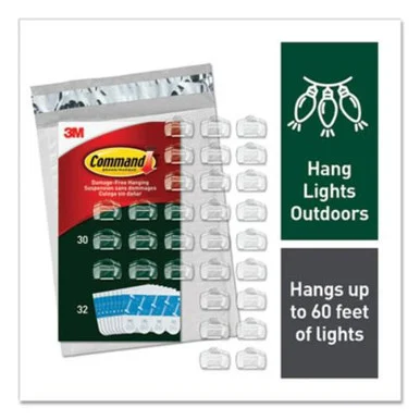 3m 17017CLRAW30 All Weather Hooks And Strips, Plastic, Small, 30 Clips And 32 Strips/pack