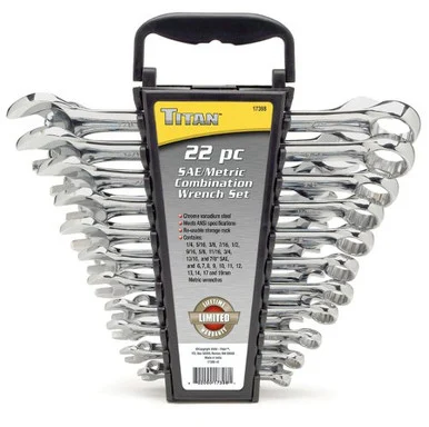 Titan 17398 22 Piece Standard/metric Combination Wrench Set