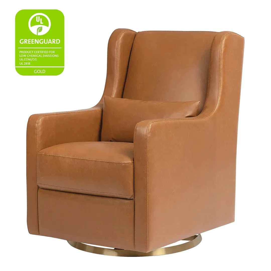 Babyletto Wally Swivel Glider in Tan Vegan Leather w/Gold Base