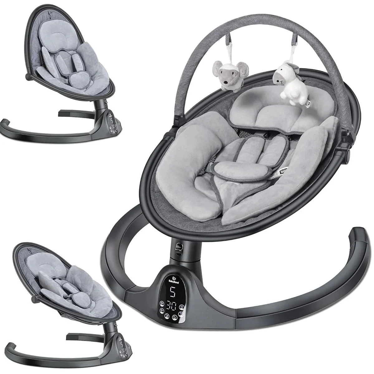 BabyBond Baby Swings for Infants to Toddler | Bluetooth Baby Swing with 3 Seat Positions | 5 Natural Sway Motion | Bluetooth Music | 5-Point Harness |