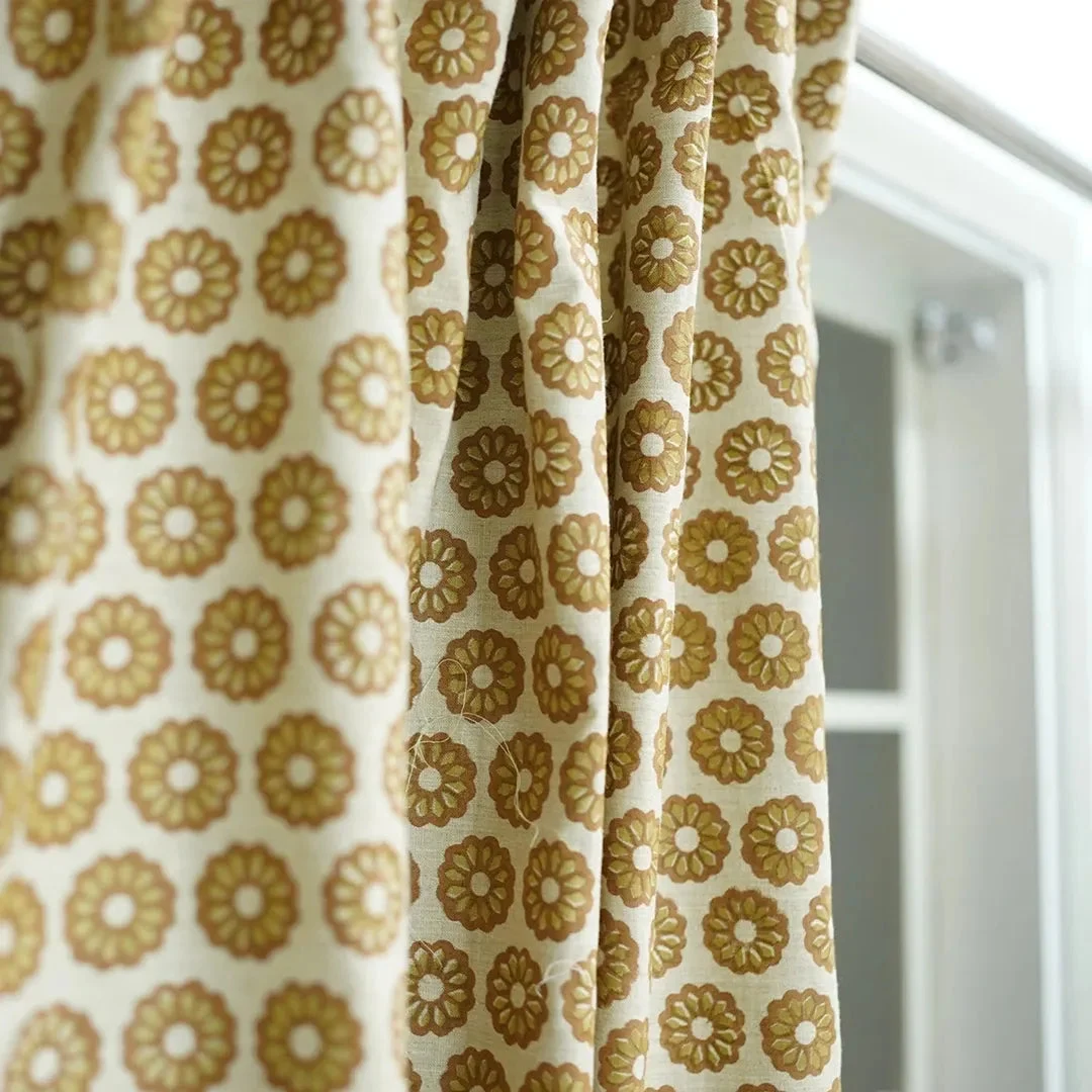 Red Barrel Studio® Hand Block Printed Linen Curtain - Size per Panel: 54