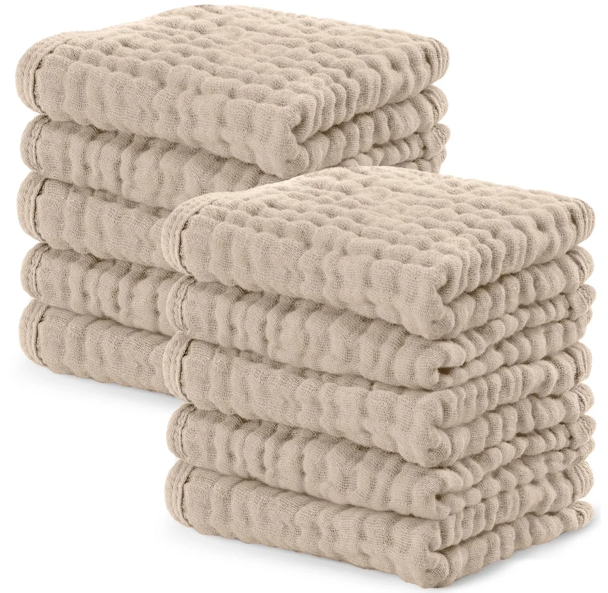 Comfy Cubs Baby Washcloths - Large 10”x10”, Pack of 10