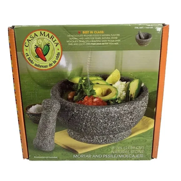 Casa Maria Molcajete Large Natural Stone Mortar and Pestle (See Description)