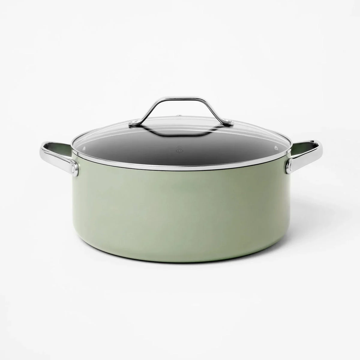 Figmint 8qt Nonstick Ceramic Coated Aluminum Wide Stock Pot Sage Green - ™