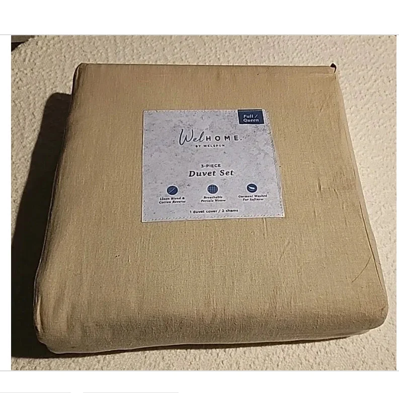 Welspun Relaxed Linen Duvet Set - Full/Queen Size - Oatmeal