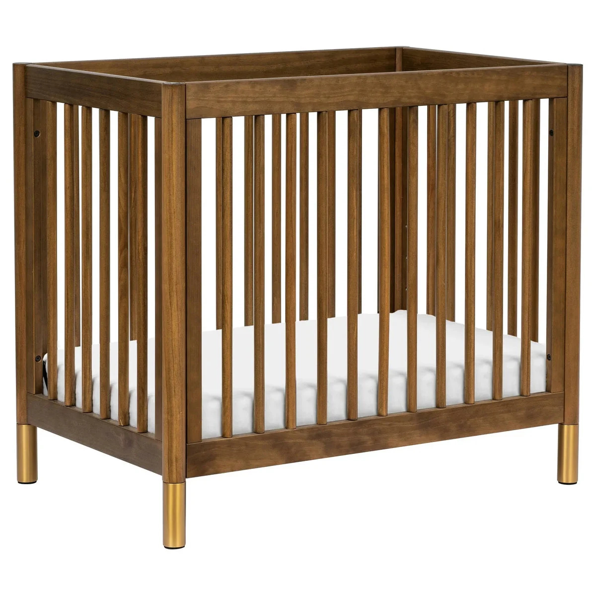 Babyletto Gelato 4-in-1 Convertible Mini Crib - Natural Walnut Finish/Gold Feet