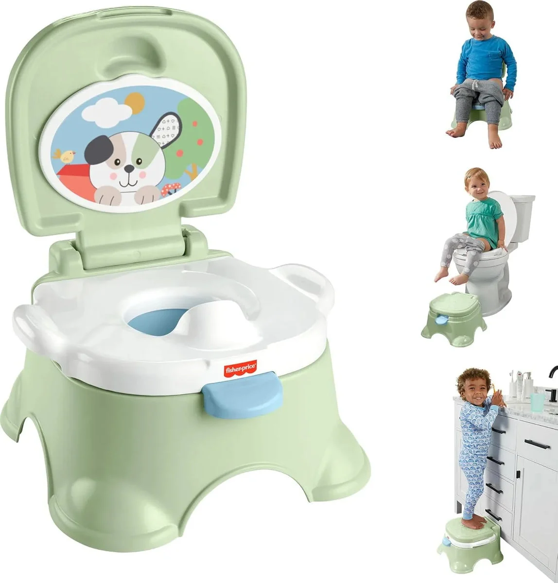 Fisher-Price Toddler Toilet 3-in-1 Puppy Perfection Potty Training Seat and Step Stool (See Description)