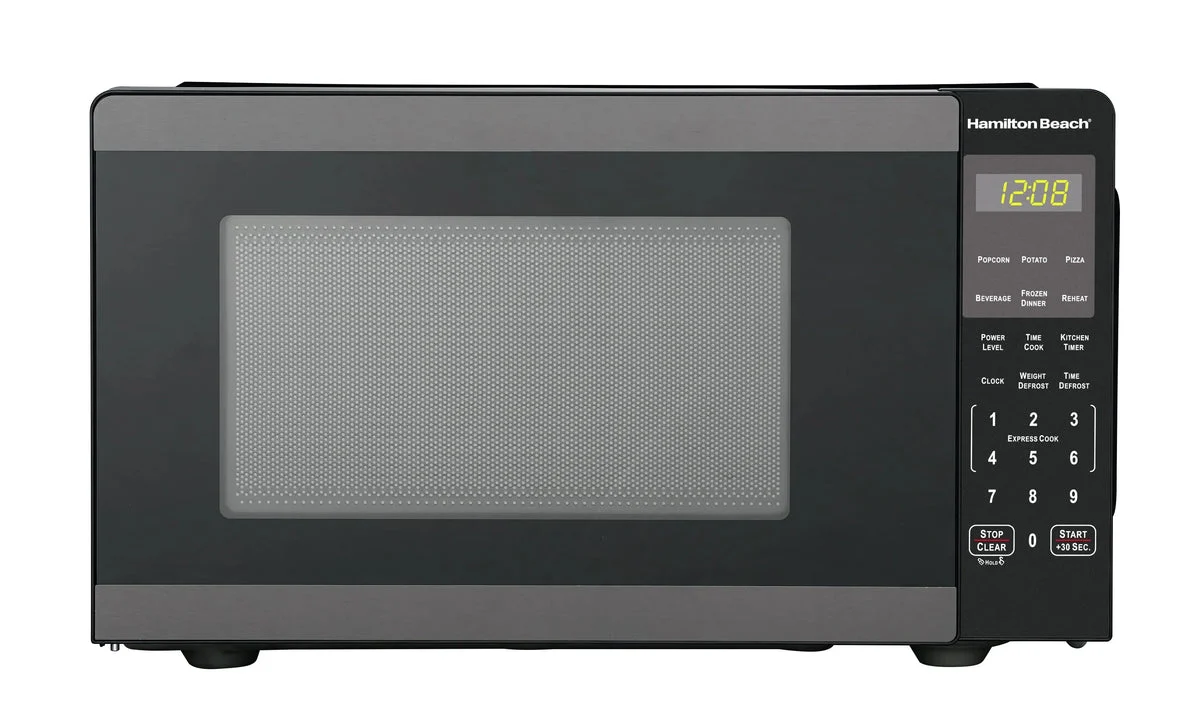 Hamilton Beach 0.9 Cu Ft Countertop Microwave Oven - 900 Watts, Black Stainless Steel (See Description)