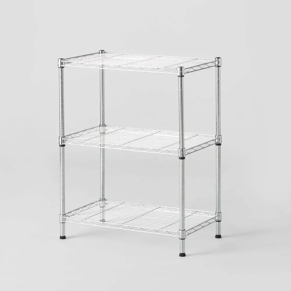 Brightroom 3 Tier Wire Shelving Chrome - Brightroom™: Adjustable Metal Storage Shelves, Utility Shelving Unit, 160 lb Capacity