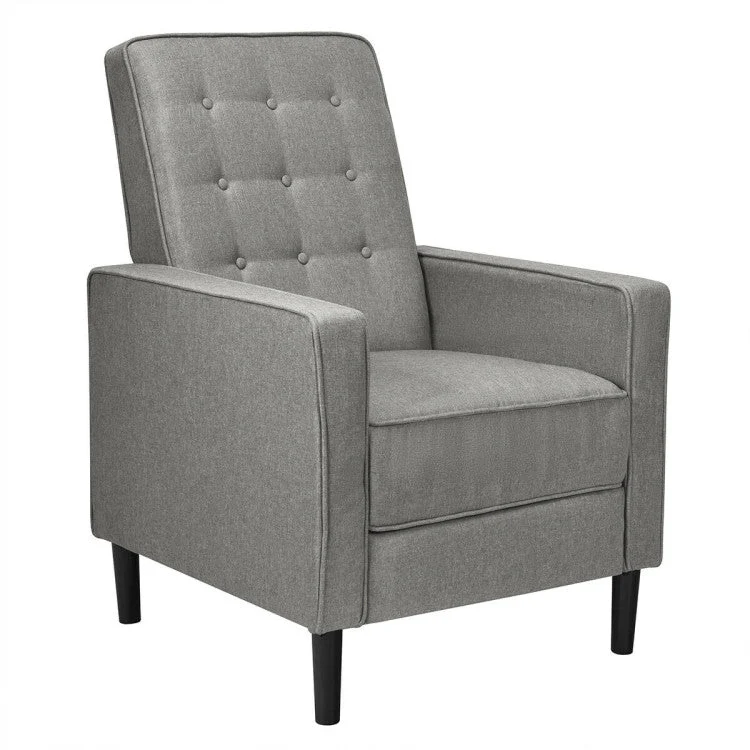 COSTWAY Mid-Century Push Back Recliner Chair -Gray