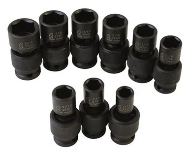 Sunex 2657 9-piece 1/2 In. Drive Universal Standard Fractional Sae Impact Socket Set