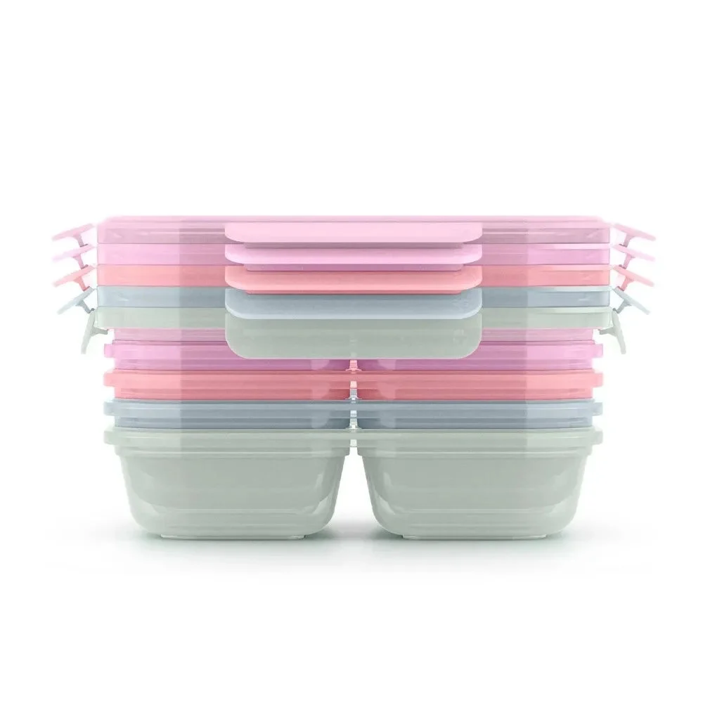 Ello Snap and Nest 10pc 4 compartment Snack Food Storage Container Set Prism