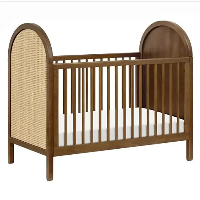 Babyletto Bondi Cane 3-in-1 Convertible Crib with Toddler Bed Kit - Natural Walnut w/Natural Cane