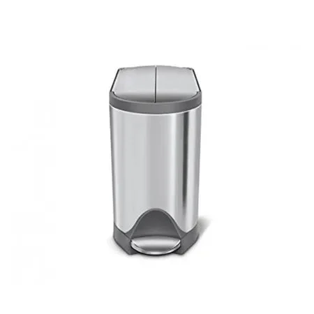 SimpleHuman Butterfly Lid Bathroom Step Trash Can - Stainless Steel
