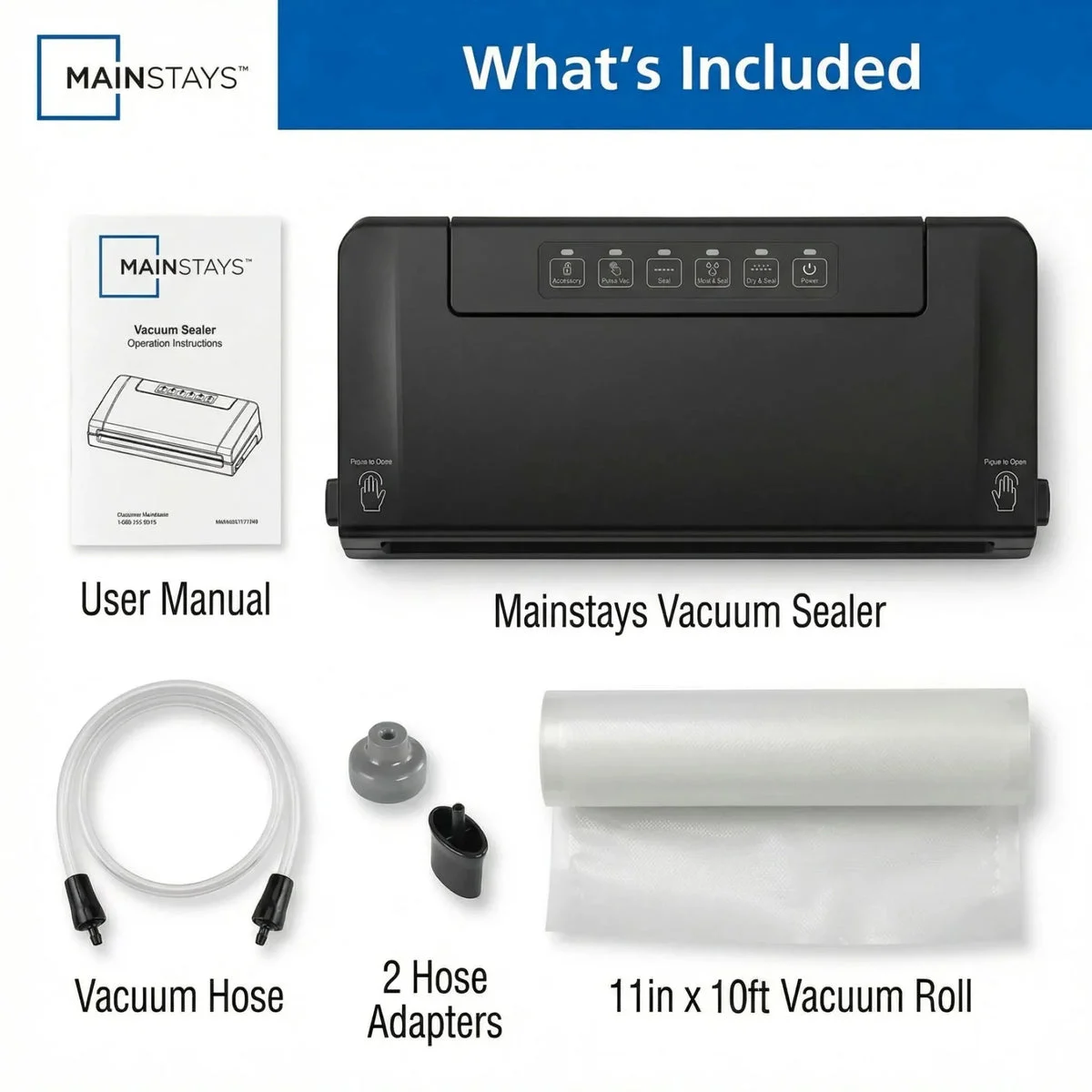 Mainstays Food Vacuum Sealer Machine - Black