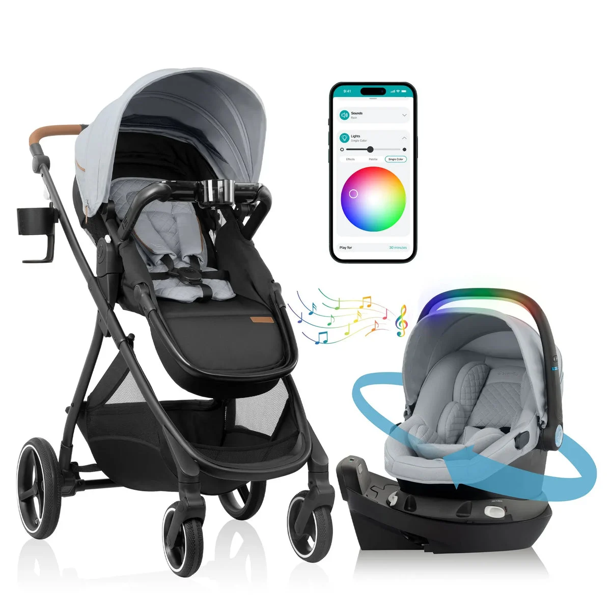 Evenflo Intuitive Travel System with Rotating Infant Car Seat - Gray